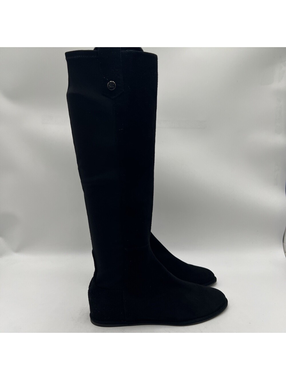 Women’s Stuart Weitzman Hidden Wedges black stretch suede tall boot Size 7.5M
